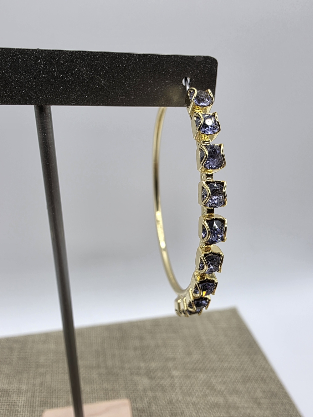 Sorrelli Gold Hoop Earring with Purple Gem Accents